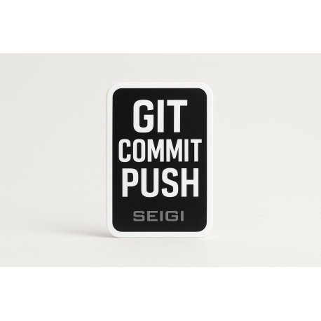 Naklejka "Git Commit Push" — vinylowa naklejka programistyczna 70×30 mm