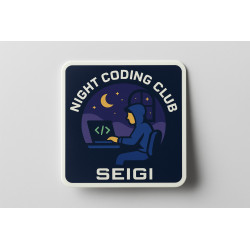 Naklejka Night Coding Club - winylowa 70×70 mm (matowa)