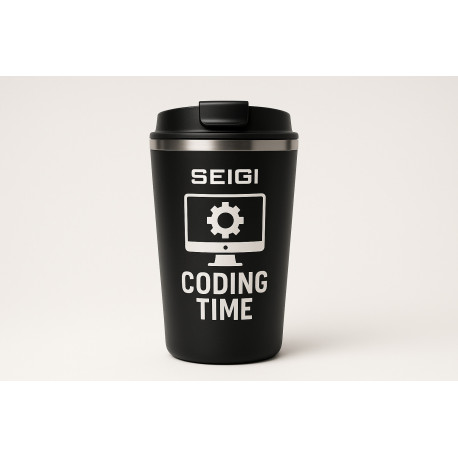 Kubek termiczny Coding Time 350 ml — czarny mat