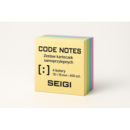 Code Notes Zestaw karteczek samoprzylepnych 4 kolory 76×76 mm — 400 szt.