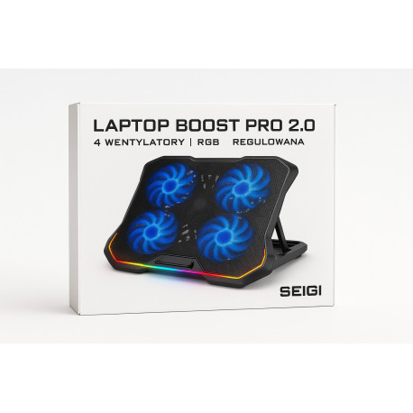 Podstawka chłodząca Laptop Boost Pro 2.0 – 4 wentylatory, RGB, regulowana