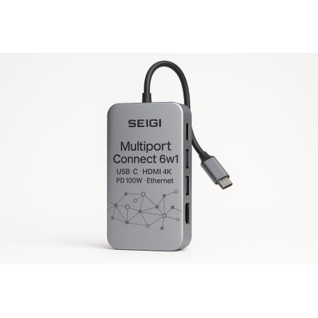 Przejściówka Multiport Connect 6w1 USB-C — HDMI 4K, PD 100W, Ethernet
