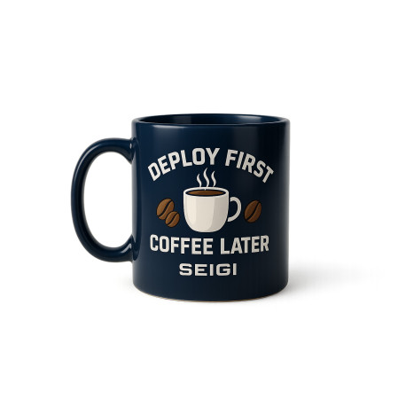 Kubek Deploy First Coffee Later granatowy